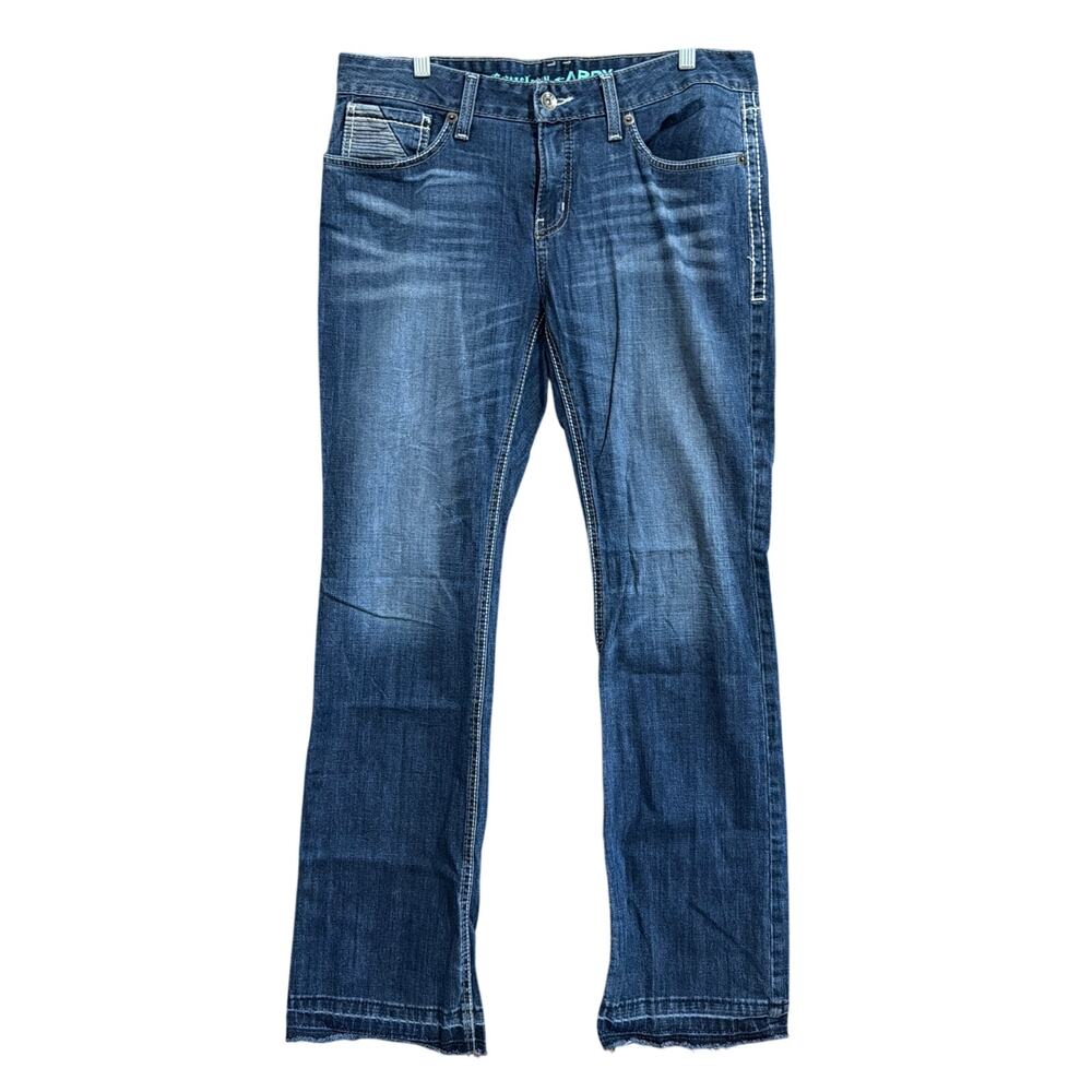 Cruel Denim Womens Jeans Blue Whiskered Distressed Abby Fit Stretch 11/31 R